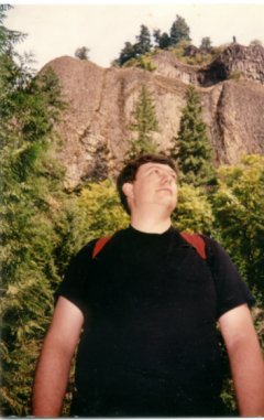 Me in front of a rock tower over High Bridge